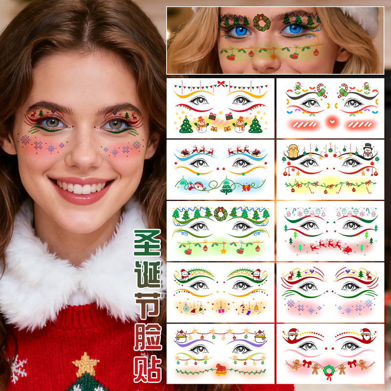 Cross-Border New Christmas Blush Makeup Eye Corner Stickers High-End Christmas Party Face Temporary Tattoo Stickers Cross-Border New Christmas Blush Makeup Eye Corner Stickers High-End Christmas Party Face Temporary Tattoo Stickers