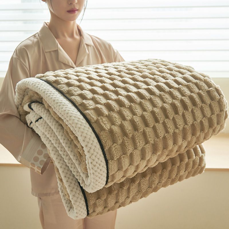 양고기 양털 담요 슈퍼 두꺼운 커버 담요 가정용 낮잠 담요 두꺼운 이중 사용 RASCHEL 산호 담요 우유 양면