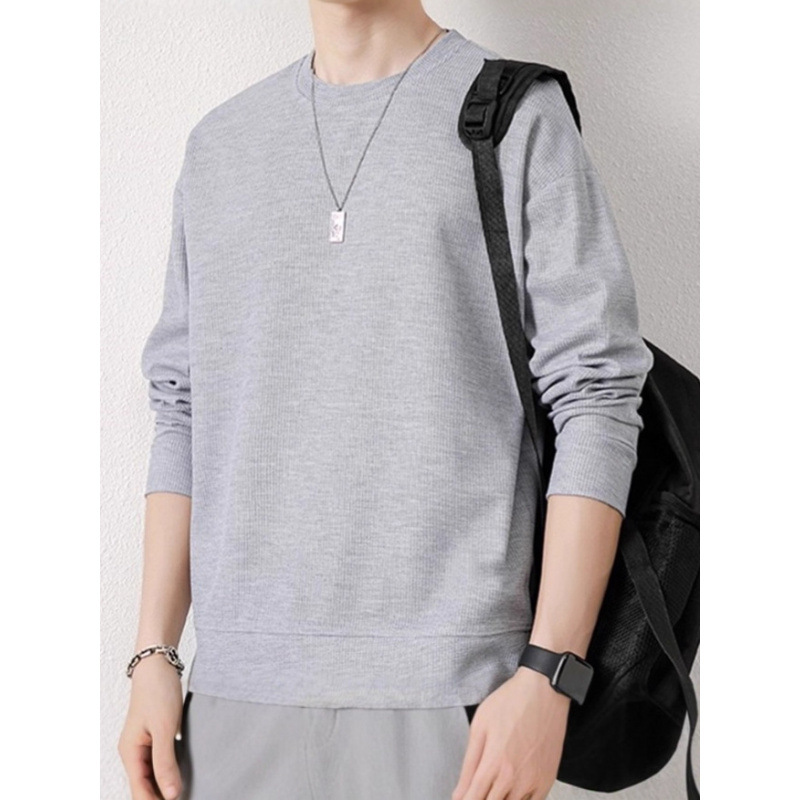 Waffle Autumn New Men's Sweatshirt Trendy Brand INS Loose Crew Neck Long Sleeve Casual Loose Student Couple Outfit Trendy