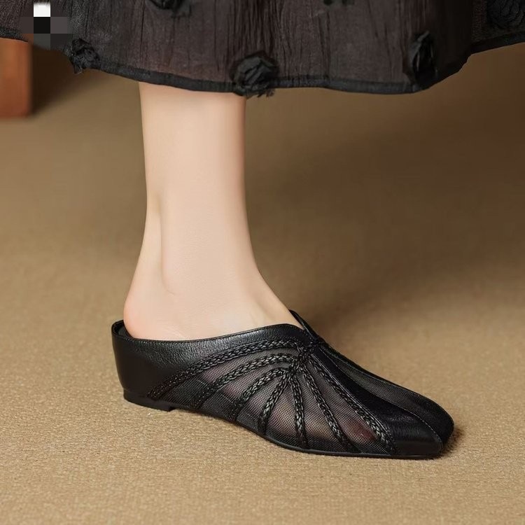 Verano transpirable tacon medio zapatillas para mujeres 06 nuevo estilo de moda de ropa de red de ropa de aire aumentó tacones de la escuela secundaria zapatillas