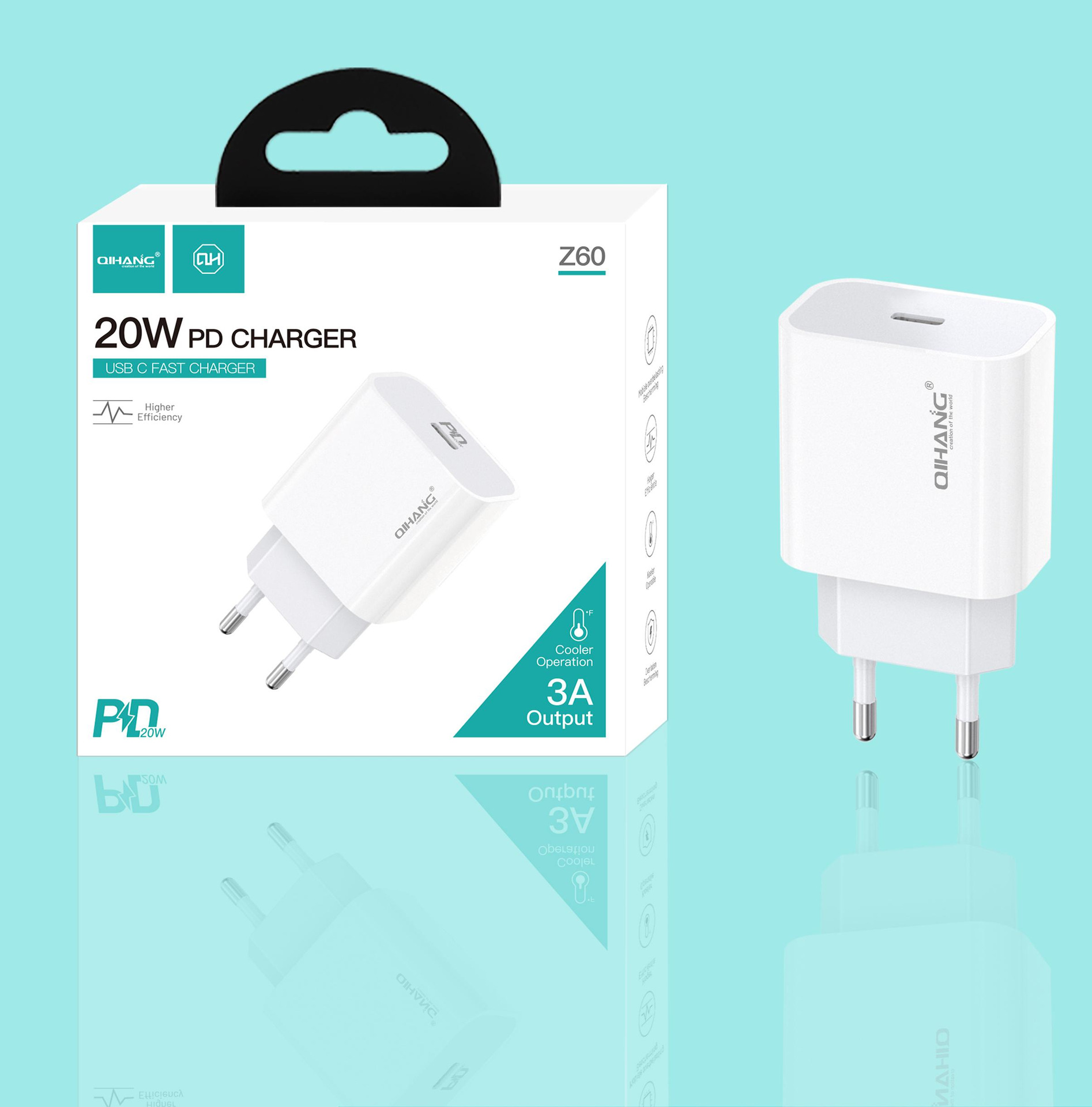 充电器厂家批发PD20W USB-C适用于iphone 12欧美规手机快充充电器