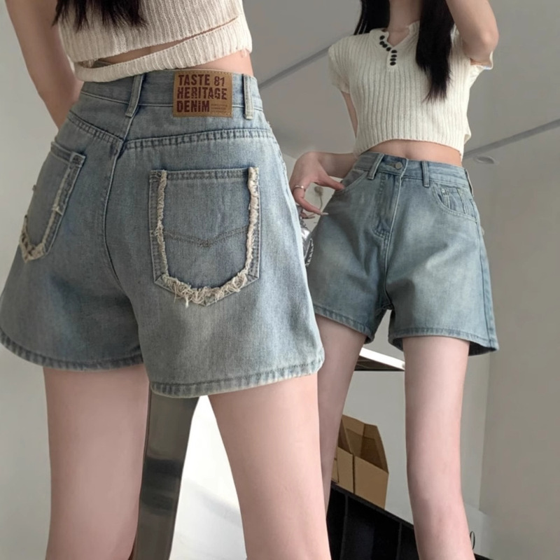 Vintage High Waist Denim Wide Leg Shorts Women's 2025 New Summer plus size Loose Slimming Hot Pants with chubby girl Edge