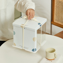 新款网红半透明生日蛋糕盒6六8八10十12寸手提双层加高方形烘焙盒