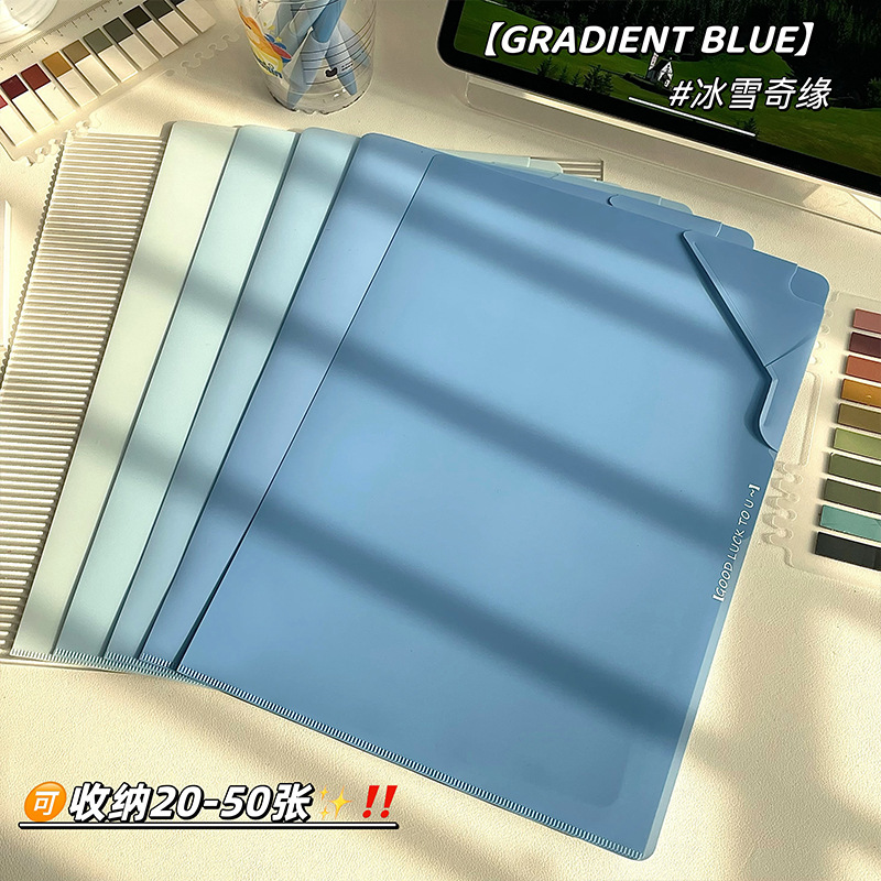 Nuevas carpetas en forma de L de gradiente carpeta de almacenamiento de materiales de oficina carpeta de almacenamiento de papel de examen de estudiantes grueso de gran capacidad