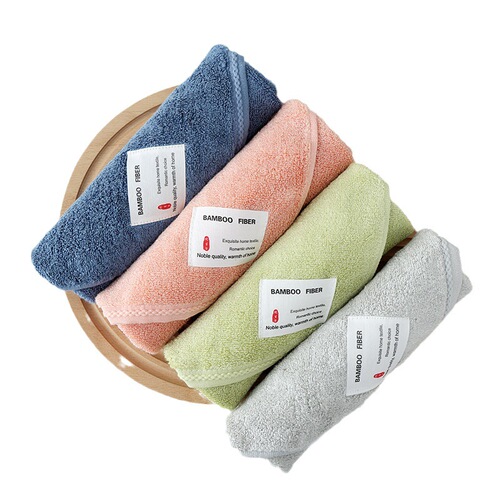 High-yang Wholesale Bamboo Fiber Square Towel Plain Color Water-absorbent Face Towel 35*35cm Thickened Large Children's Square Towel