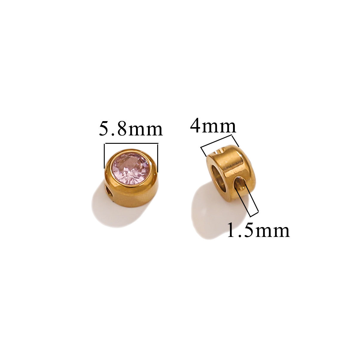 Nuevo redondo U perforación cuentas de acero inoxidable galvanizado cuentas DIY acuarela de color diamante accesorios de collar de 6 mm