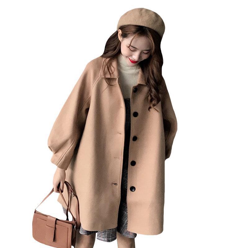 New Autumn and Winter Woolen Shirt Jacket for Female Students Mid-Length Korean Style Loose Small Versatile Woolen Coat