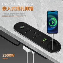 金饰龙多功能桌面嵌入式插座USB孔位插排会议桌隐形线盒双面插座