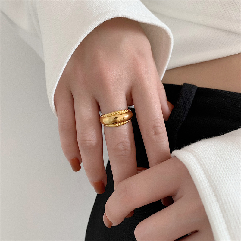 10g Weight Gold Plated Plating Material Rings Classification 1 Piece Quantity Holiday, Daily Occasion Stainless Steel Material Solid Color Pattern Women's Gender Plating Design Simple Style, Commute Style Simple Style Commute Solid Color Stainless Steel Plating Gold Plated Rings 6