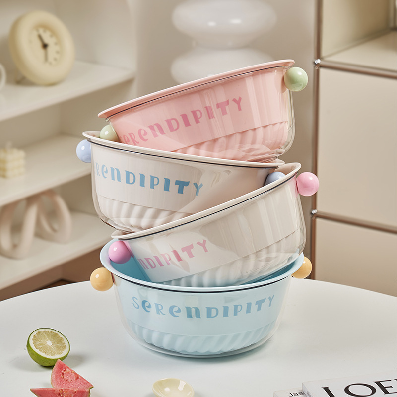 Canasta de drenaje de dopamina en el hogar Cocina de alto valor en el hogar Lavado de verduras de doble capa en el hogar Lavado de frutas de gran capacidad Canasta de verduras