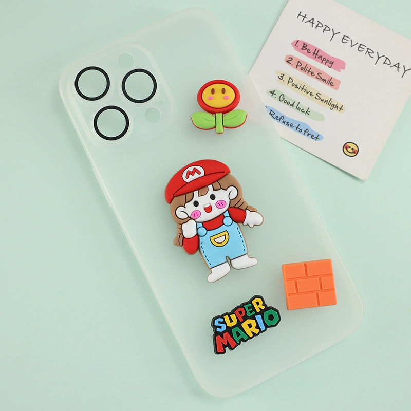 Мультяшный игровой кейс СуперМарио Марио Супер Мэри Замена DIY чехол для мобильного телефона с мягким клеем, декоративные аксессуары наклейка
