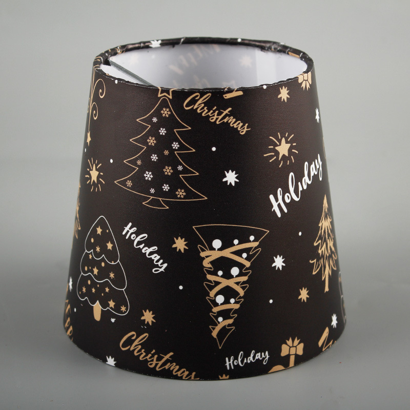 Patrón de impresión, pantalla de pegatina de Xiaoping, tela creativa simple, accesorios de lámpara redonda en forma de cono, pantalla de lámpara de mesa de habitación para el hogar