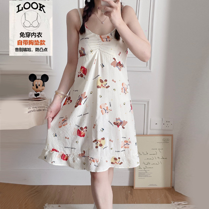 2025 verano abrigo plegado pijama chicas lindas dibujos animados pijama de chicas falda de ropa para el hogar fabricantes de comercio exterior