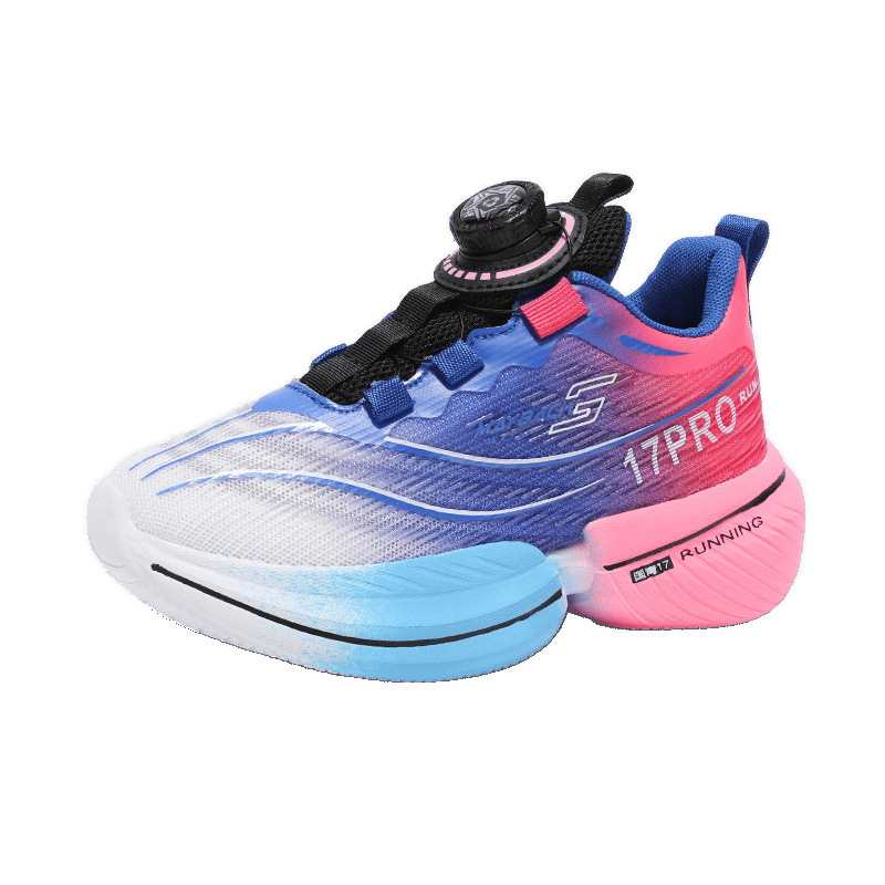 Calzado deportivo para niños Calzado para correr Calzado de baloncesto Calzado con botones Niños y niñas Estudiantes Gradiente Ligero Sin rayas Juventud