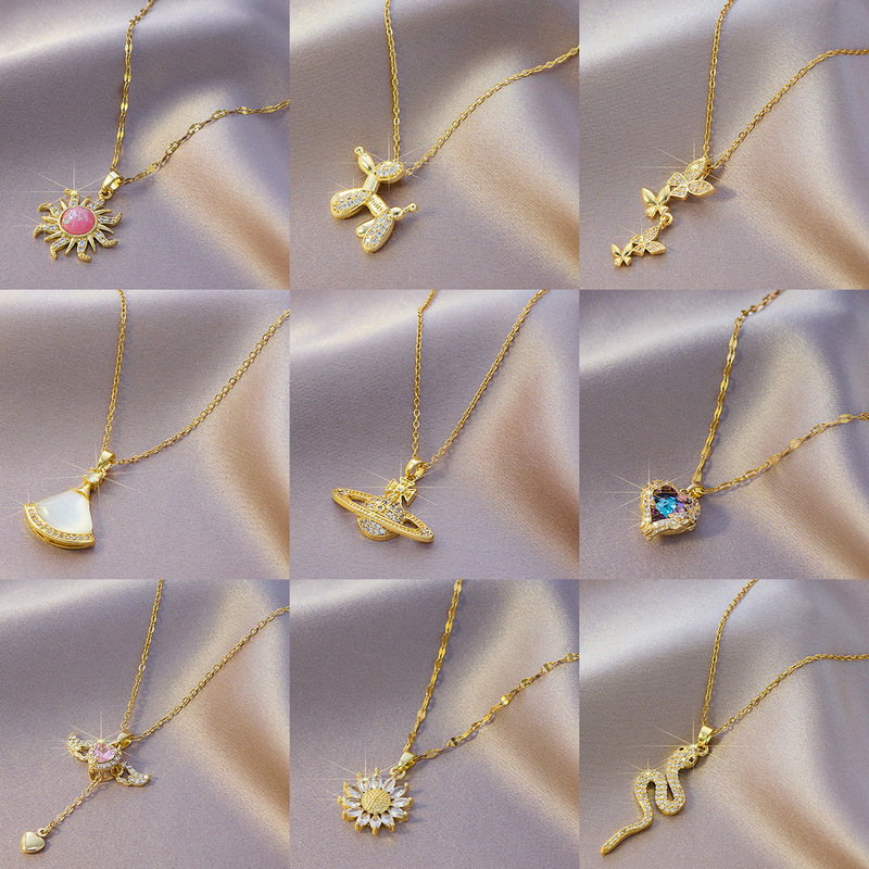 Simple fashion high-end sense does not fade titanium steel necklace small waist pendant light luxury temperament Joker manufacturers wholesale Simple fashion high-end sense does not fade titanium steel necklace small waist pendant light luxury temperament Joker manufacturers wholesale