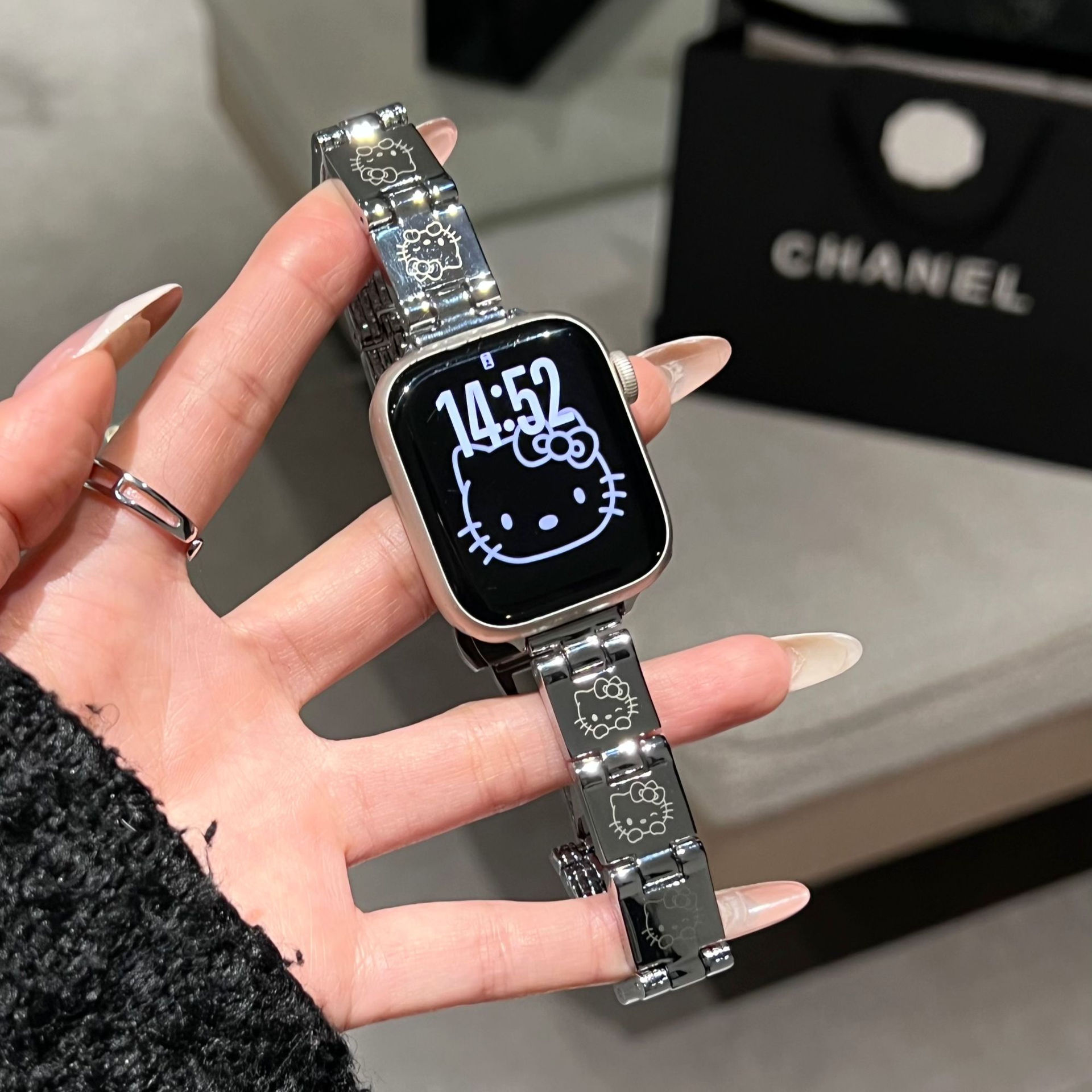 Suitable for Iwatch10 Watch Strap Kt Cat Mirror Metal a New Model S9876 Generation Female Xiaomi 10/9 Huawei 10/9