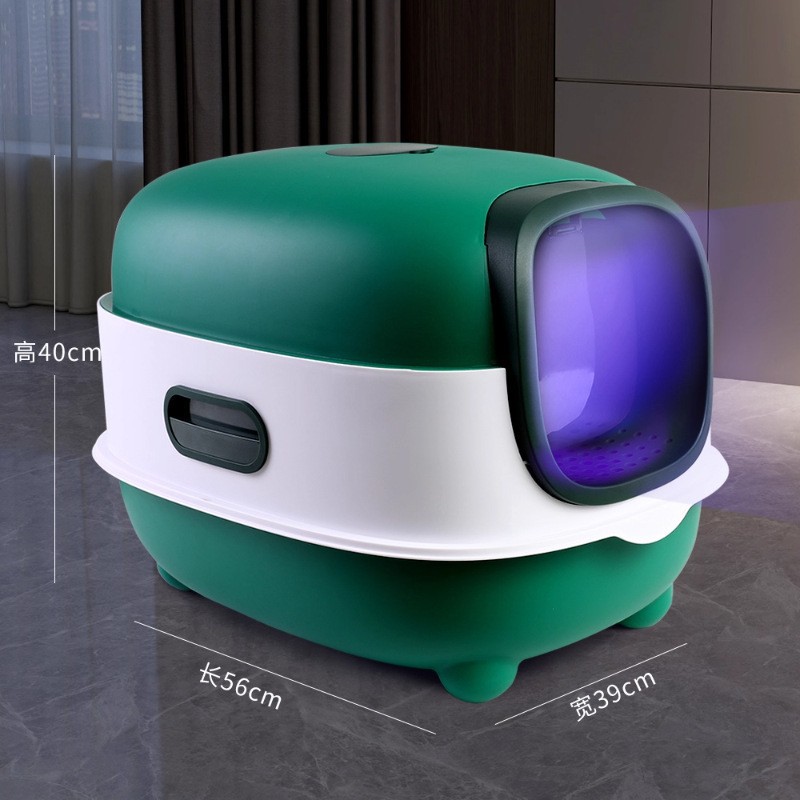 Explosión transfronteriza de arena para gatos totalmente cerrada inodoro para gatos de gran tamaño, arena para gatos de gran tamaño portátil, lavabo de heces para gatos de gran tamaño