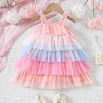 女童甜美公主裙儿童宝宝连衣裙婴儿蛋糕群拼色夏跨境童装厂家套装