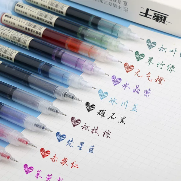 Direct Liquid Ball Pen Large Capacity Student Gel Pen Internet Celebrity Hand Account Signature Pen Color 10 Color LOGO Advertising Pen