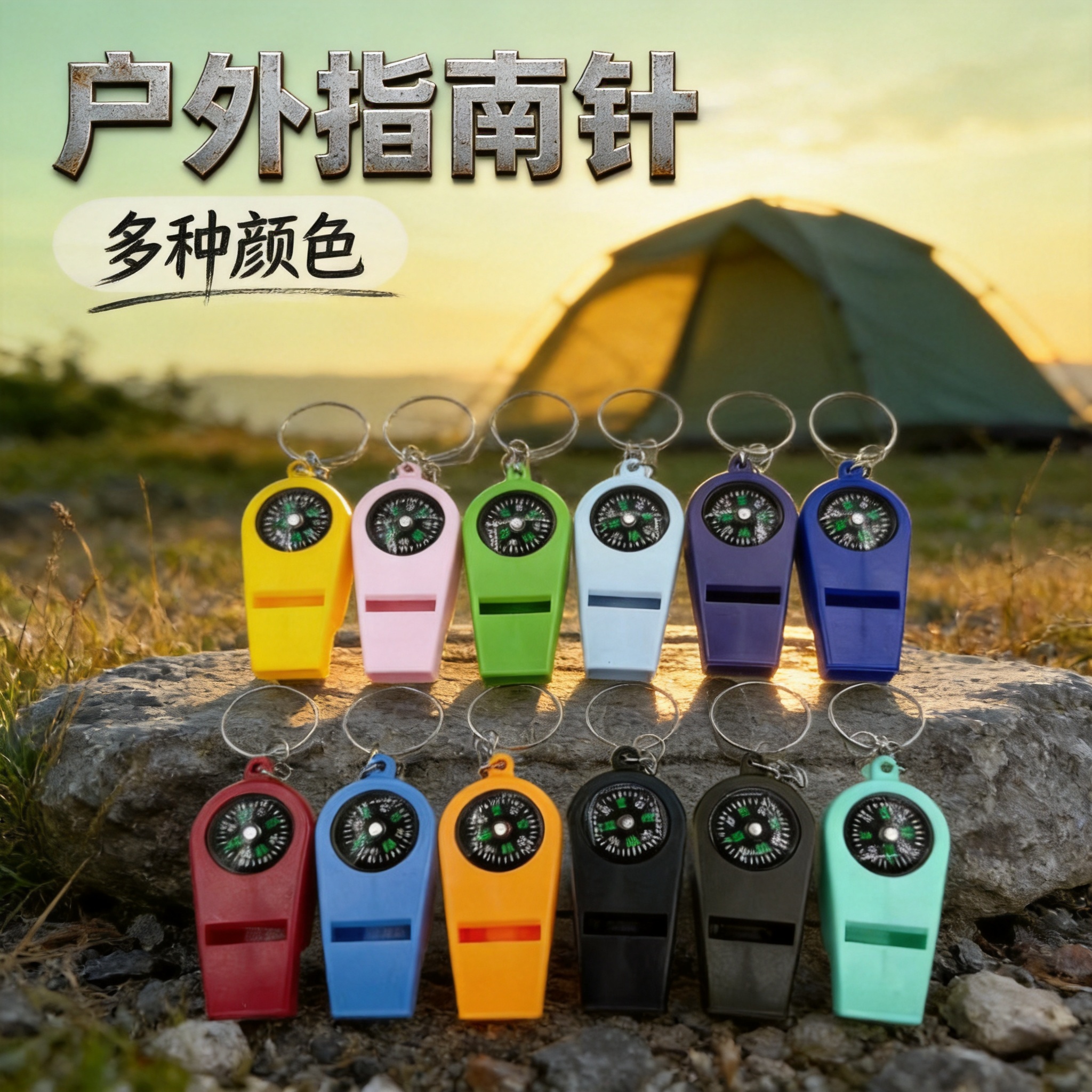 2-in-1 whistle compass, survival kit accessory, whistle compass, children's outdoor compass
