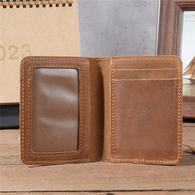 1079 Men's Genuine Leather Card Holder Wallet Crazy Horse Leather Driver's License Holder Retro Brown Simple Foreign Trade Explosions