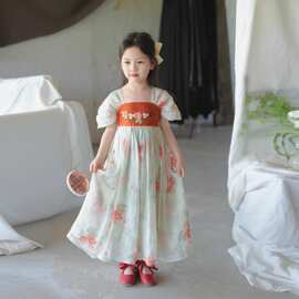 女童连衣裙2025夏季新款儿童大气优雅东方韵味古装国风裙