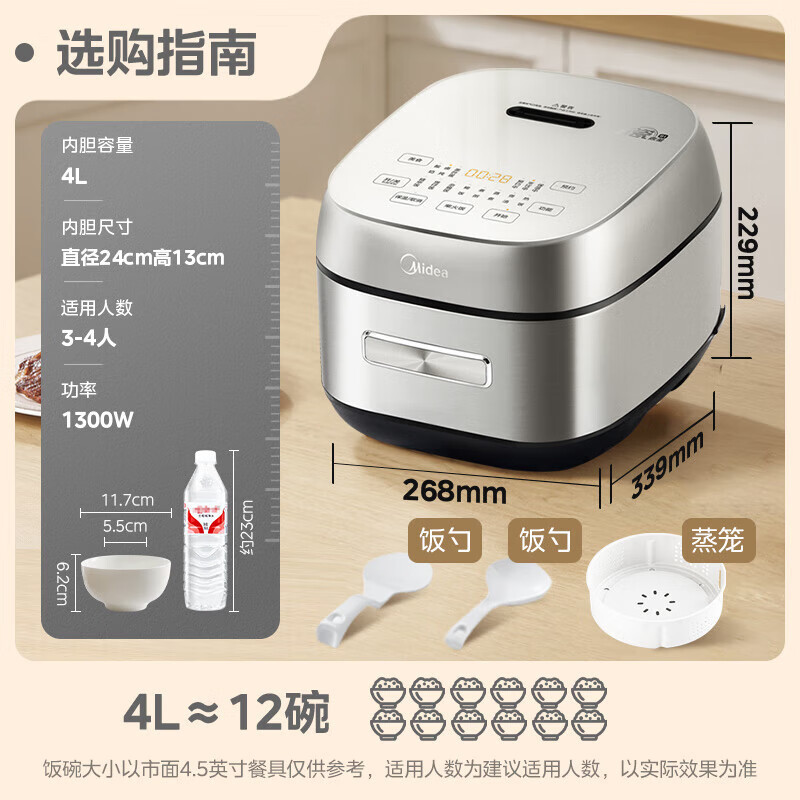 美的（Midea）电饭煲4L家用容量3-4人青瓷内胆IH加热MB-HC4031|undefined