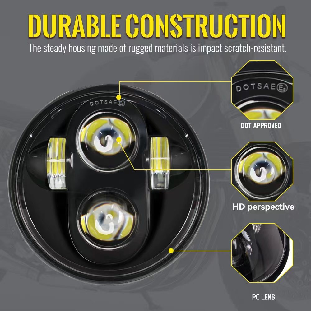Cross-border 5.75inch Harley headlight suitable for Harley 883 Heritage motorcycle modified front headlight Harley LED headlight