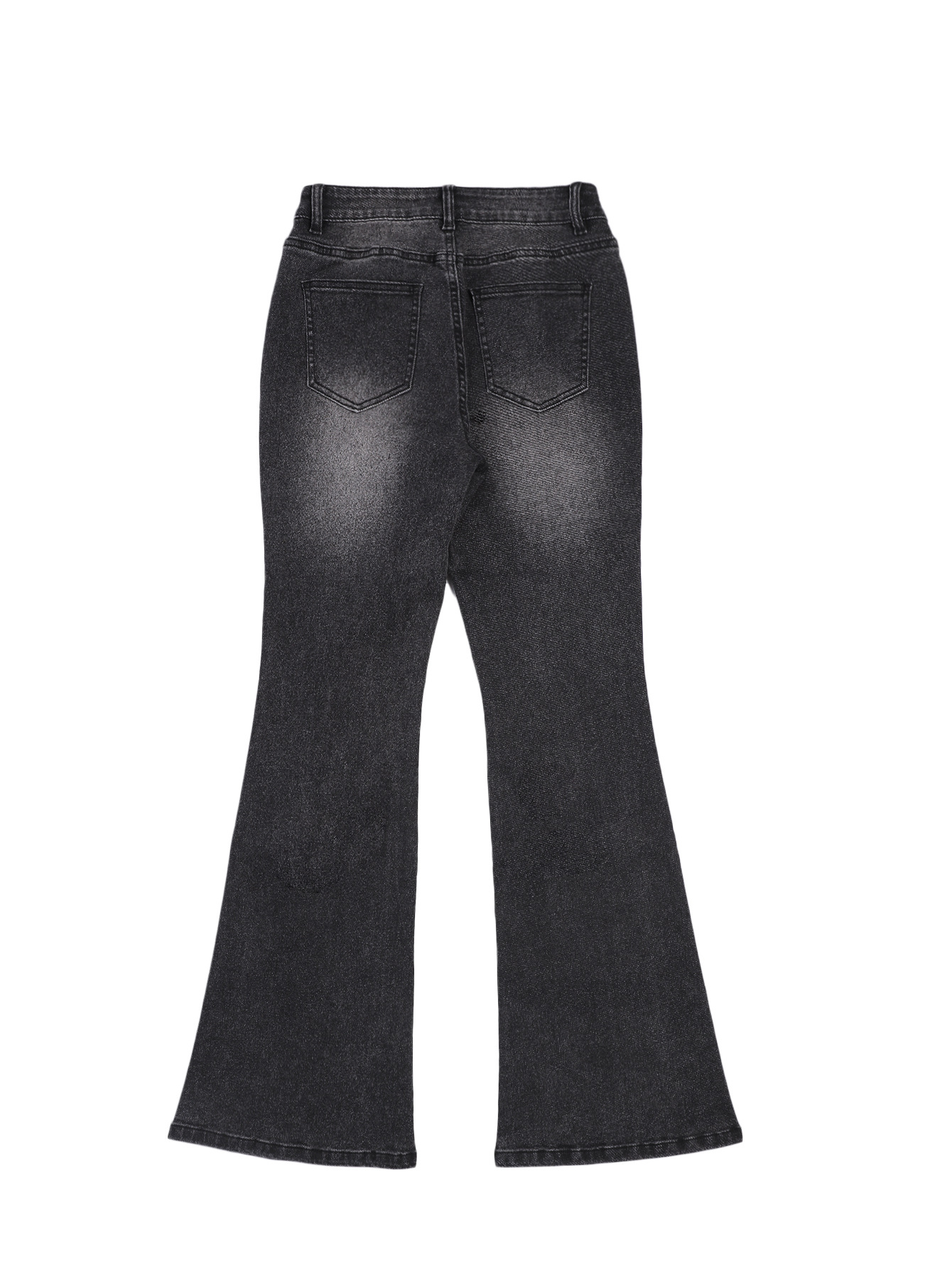 Women's Grey Stretch Flared Jeans High Waisted Vintage Bootcut_voghion.com