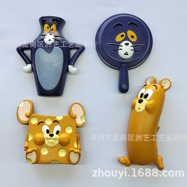 ホーム装飾品漫画動物猫ネズミかわいい樹脂冷蔵庫マグネットマグネットクリエイティブ立体冷蔵庫ステッカー|undefined