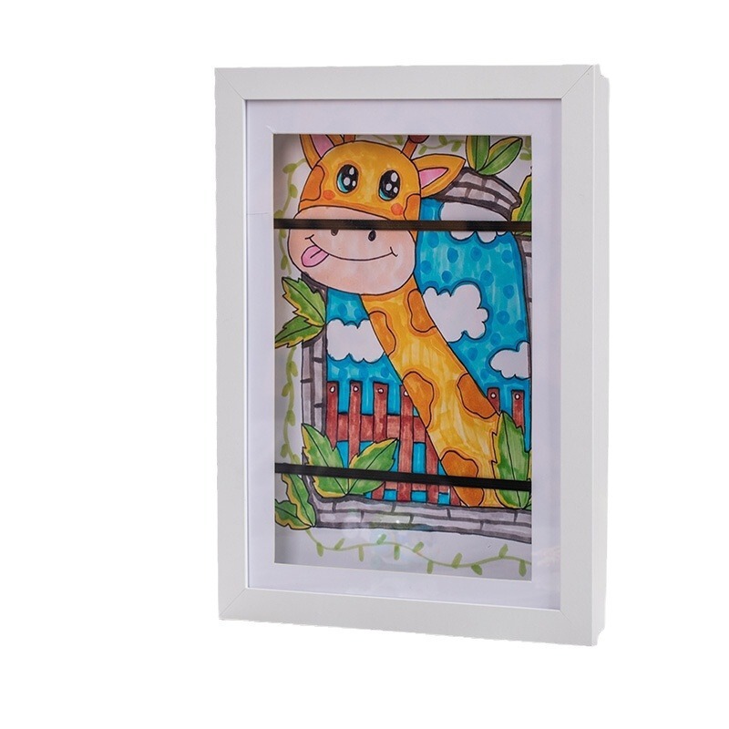 Cross-Border Amazon Flip A4A3 Kidsren's Art Wooden Frame Photo Frame Decorative Photo Frame Kids Art Frame