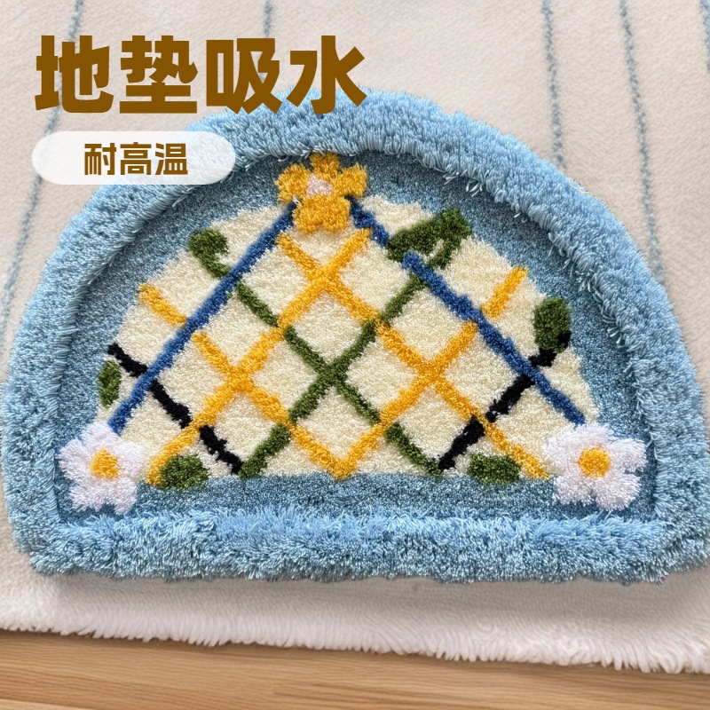 Inodoro esterilla semicircular cuadrilátero pastoral esterilla de baño esterilla de suelo absorción de agua esterilla de piso de uso repetido