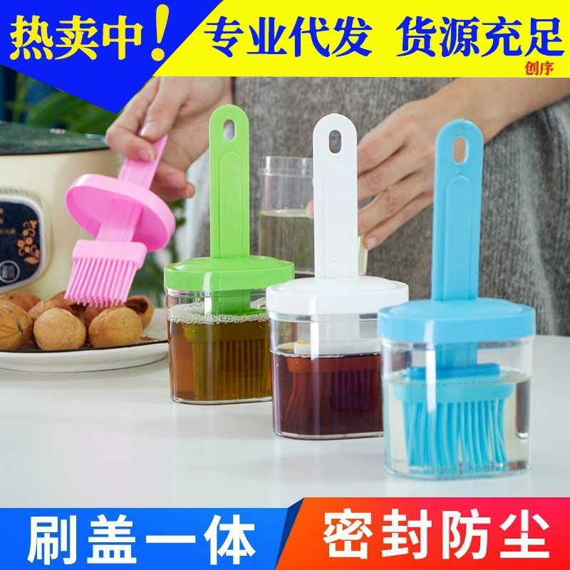 Бытовая силиконовая масляная щетка с бутылкой, маленькая масленка, кухонный блин, термостойкая выпечка, артефакт, пластиковая Встроенная щетка для барбекю