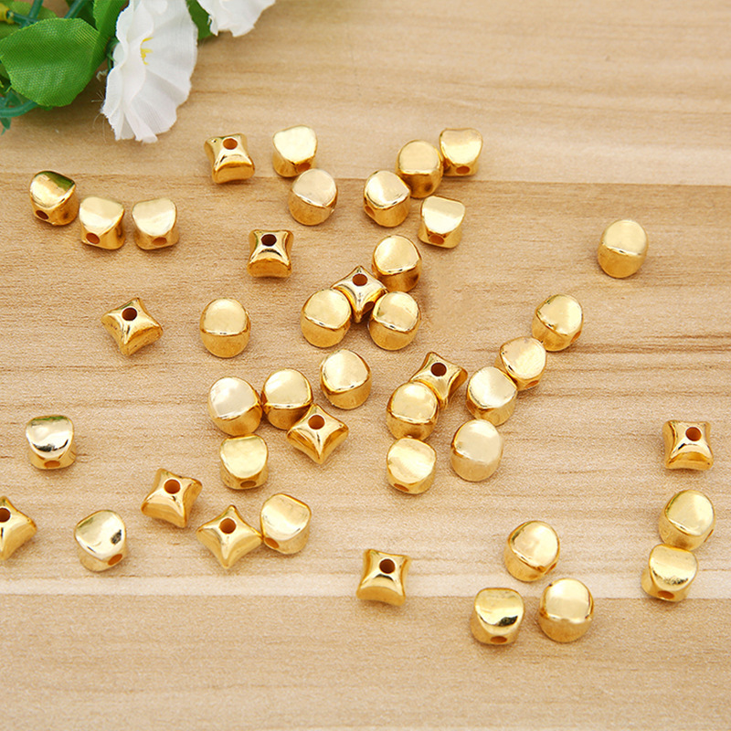 10厘实色金色珠diy手工串珠材料亚克力欧式纸巾盒材料包金色珠子