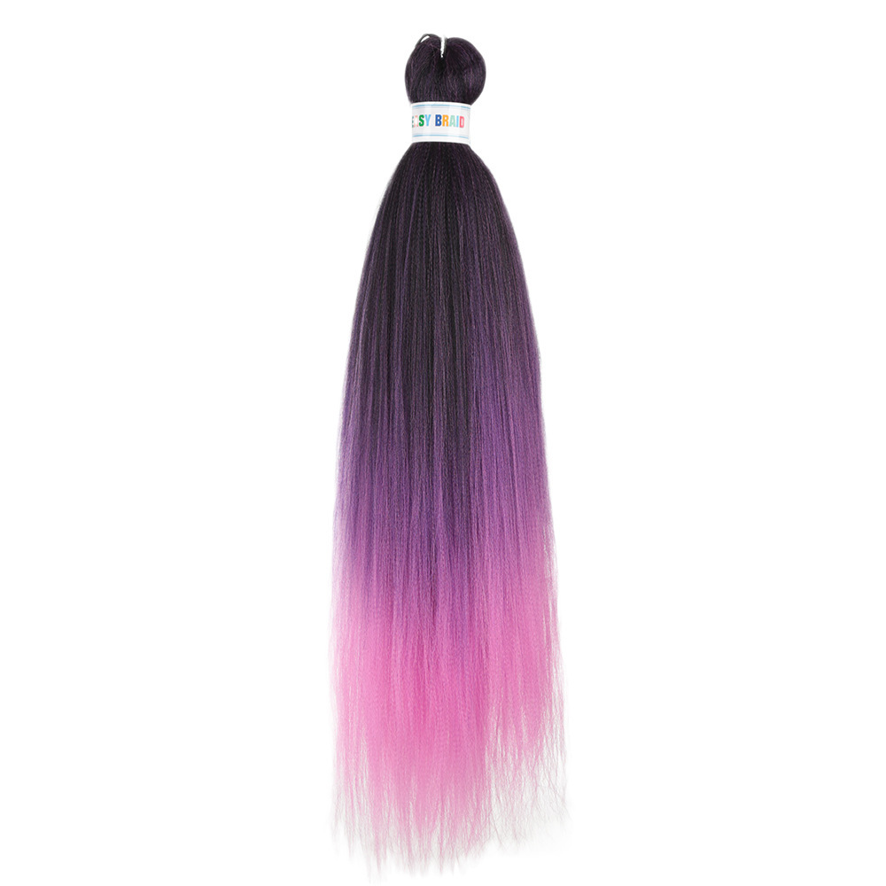 Trenzas fáciles de hacer de 26 pulgadas, cabello sintético colorido, trenzas grandes EZ, fibra sintética de baja temperatura, color degradado, cabello largo y liso.
