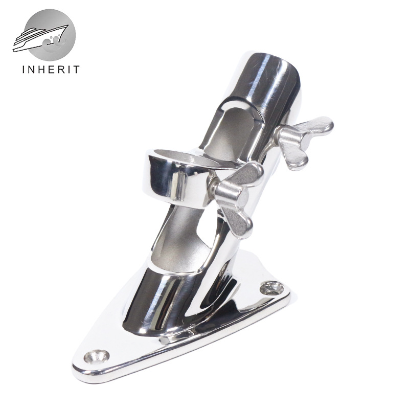 两用不锈钢旗杆座 90度户外旗杆固定底座316精铸稳固墙壁路灯可装