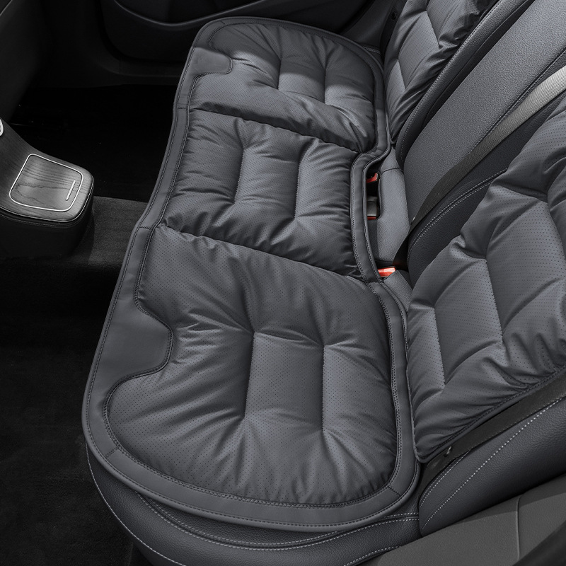 Qìchē – Seat cushion, seat cover Single Piece Ventilated - premium-black-nappa-leather-perforated-non-slip-breathable-rear-row-long-cushion