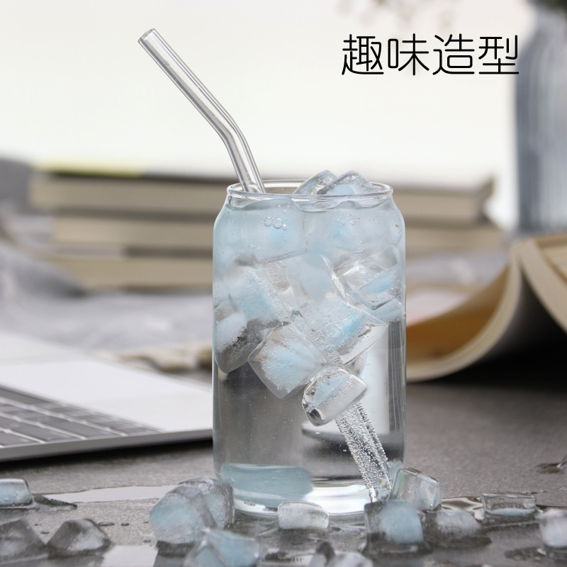 Vaso de Vidrio Transparente con Diseño de Lata - Estilo Retro para Refrescos y Jugos