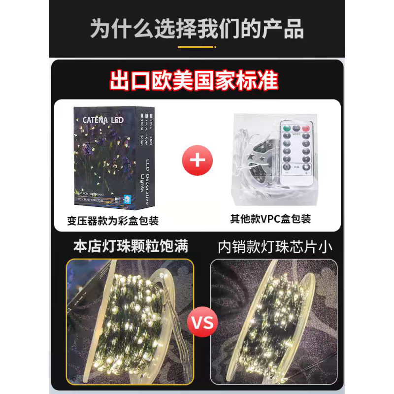 クリスマスツリーライトled満天星装飾墨緑銅線雰囲気ランプ屋外防水クリスマス装飾カラーランプ|undefined