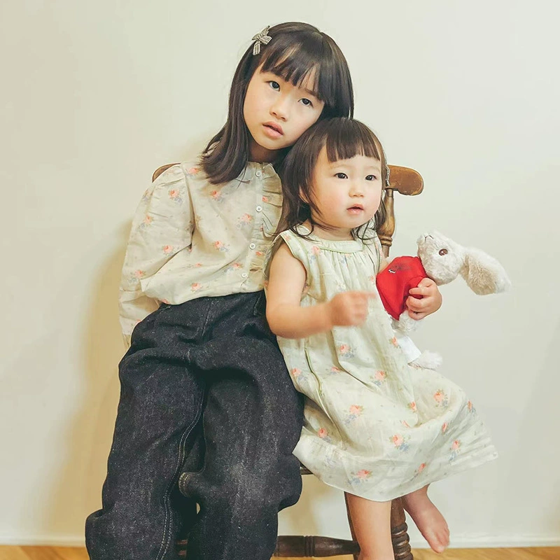 Summer dress sleevless, set, mosquito repellent, trousers, children's clothing, floral print