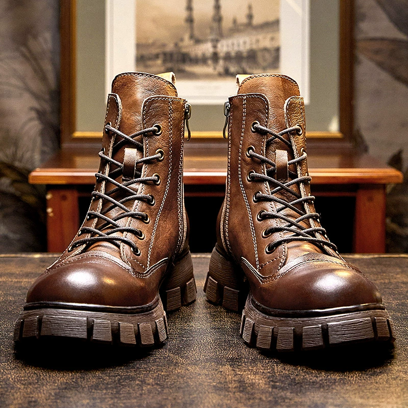 Ботинки Martin в британском стиле, мужские зимние винтажные рабочие ботинки из натуральной кожи с высоким верхом и толстым верхним слоем воловьей кожи, новые повседневные ботинки