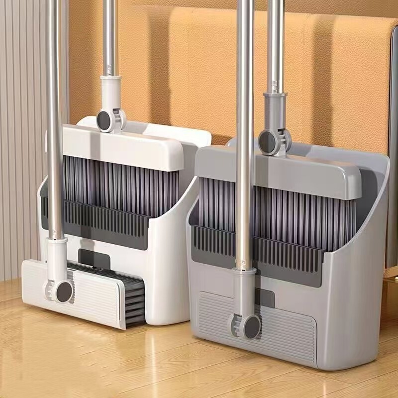 Broom and Dustpan Set for Home Use, Broom with Water Scraper, Non-Stick Hair Dustpan, Sweeping Tool, Garbage Shovel, Broom