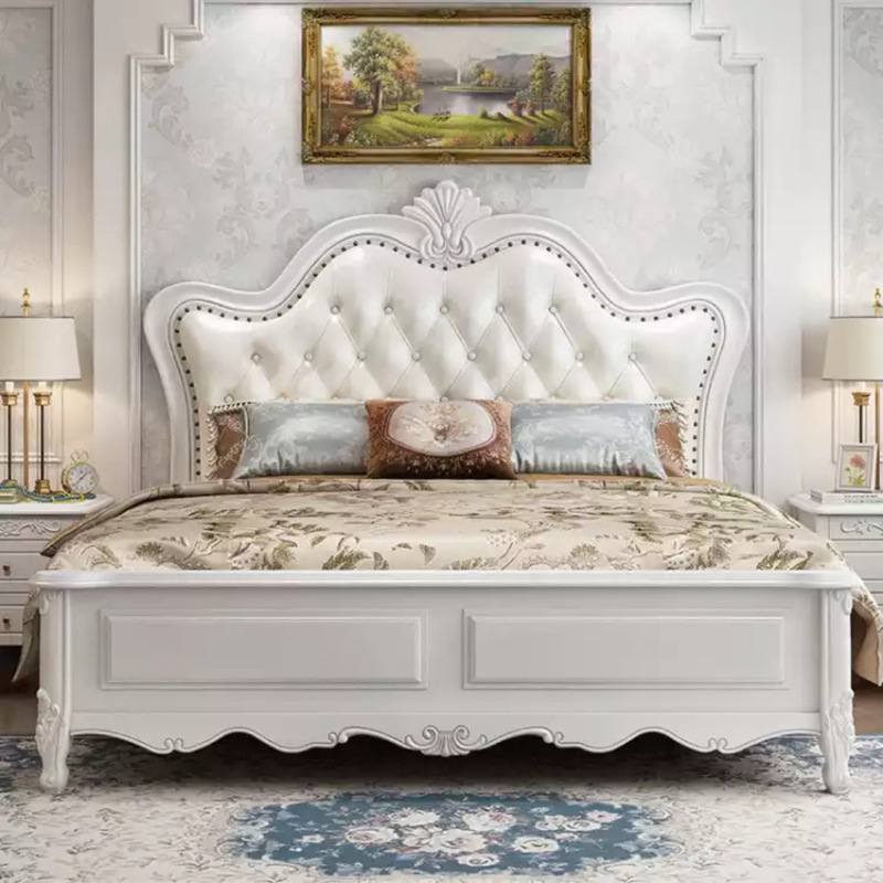 白色欧式实木床1.8m双人床轻奢现代简约主卧美式软包公主床储物床