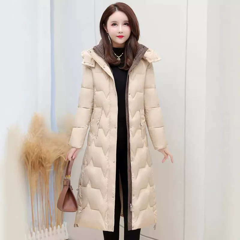 Long winter down jacket, maxi length, western style, duck down