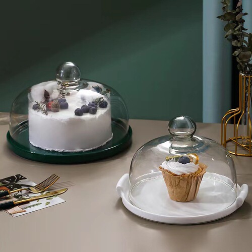 Transparent glass cover cake snack preservation cover dust-proof cover glass cover hotel meal cover dish microwave food cover