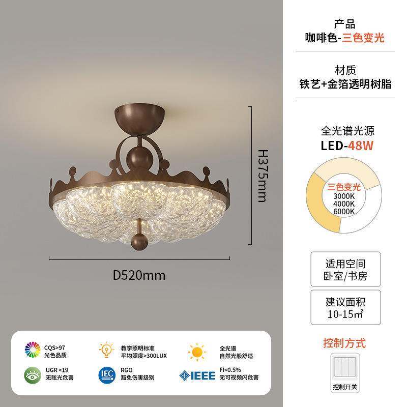 lámpara de dormitorio de oro de corona medieval lámpara de techo francesa retro lámpara de dormitorio principal lámpara de estudio vintage lámpara de princesa lámpara de habitación