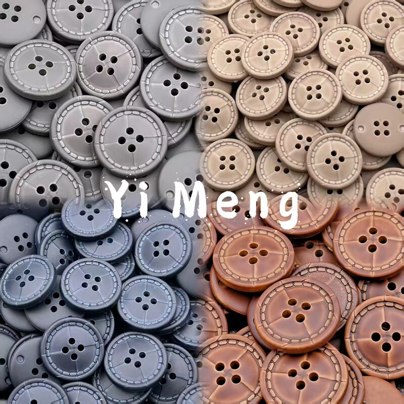 Wholesale Vintage Distressed Dotted Line Faux Wood Four-Hole L-Shaped Cross-Stitch Plastic Buttons for Coats and Trench Coats