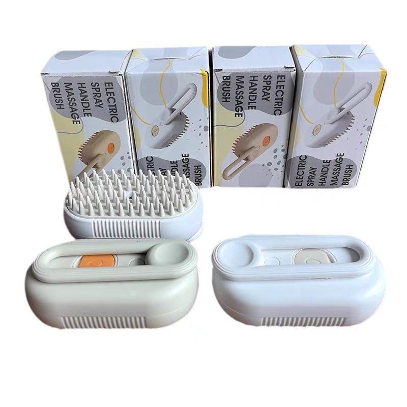 Nuevo tipo transfronterizo de perros y gatos de mascota cepillo de masaje de pulverización eléctrico sin lavado para eliminar cabello flotante cepillo de baño sin lavado