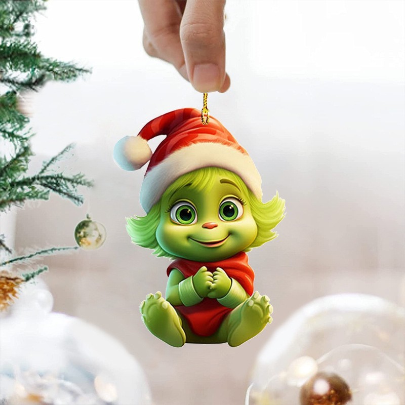 国境を越えたグリーン奇赤ちゃんストラップクリスマス祭り装飾クリスマスツリー装飾ストラップアクリル平面小ストラップ|undefined