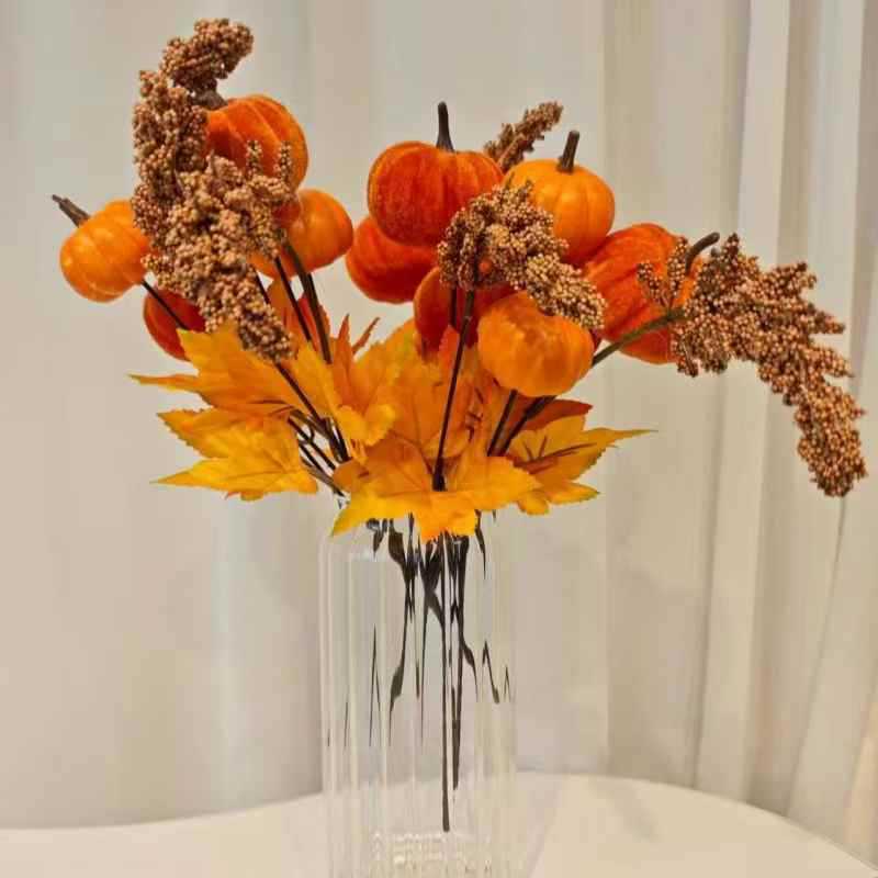 Cross-Border Wholesale Halloween Bouquet Decoration Pumpkin Autumn Bouquet Thanksgiving Bouquet Black Roses Eucalyptus Leaves Cross-Border Wholesale Halloween Bouquet Decoration Pumpkin Autumn Bouquet Thanksgiving Bouquet Black Roses Eucalyptus Leaves
